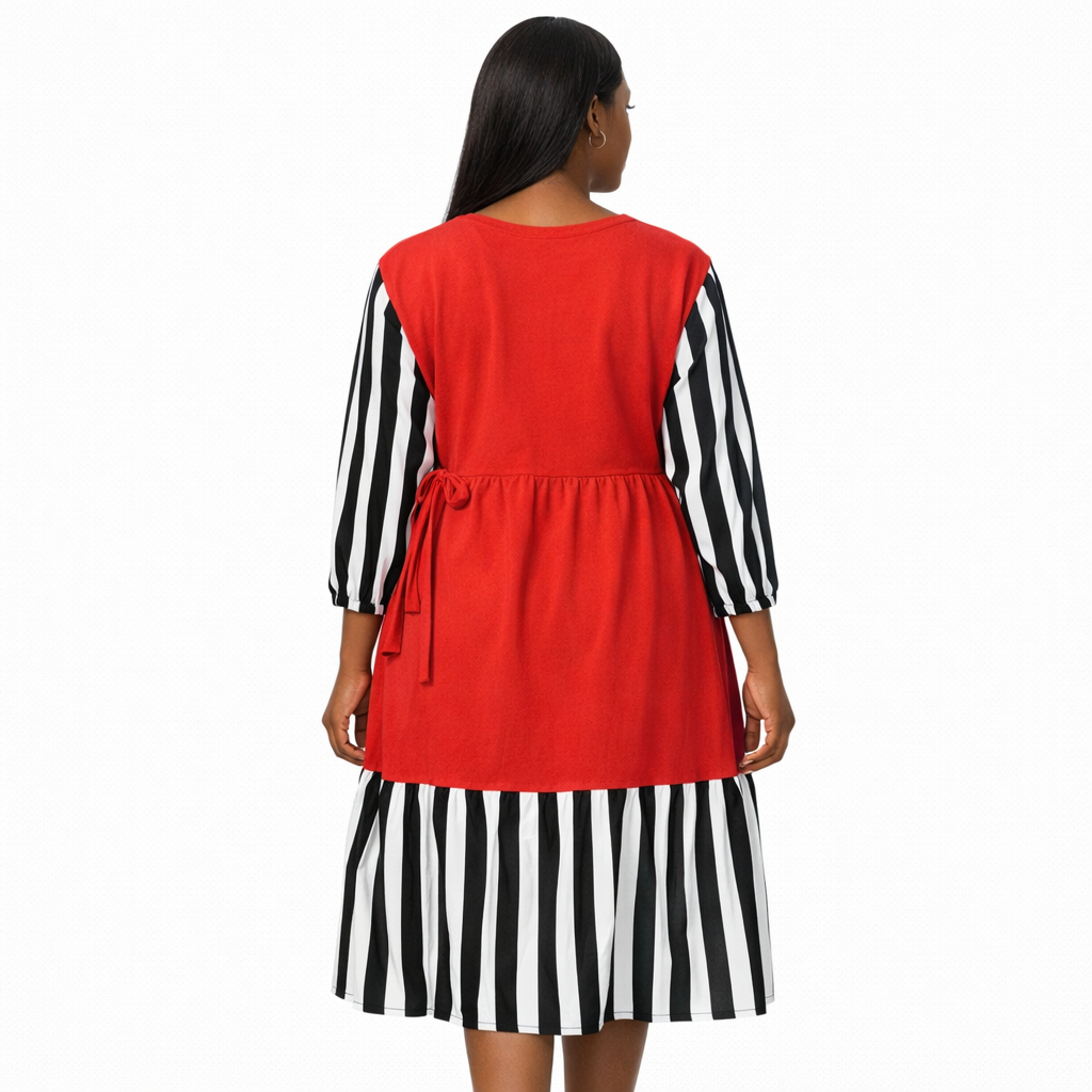 Ruby Contrast Layered Midi Dress